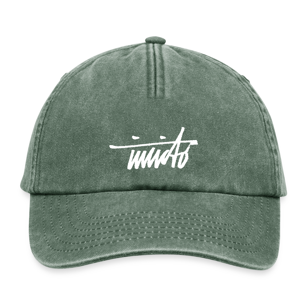 INVCITO SCRIPT WHITE RELAXED VINTAGE CAP - Vintage Flaschengrün