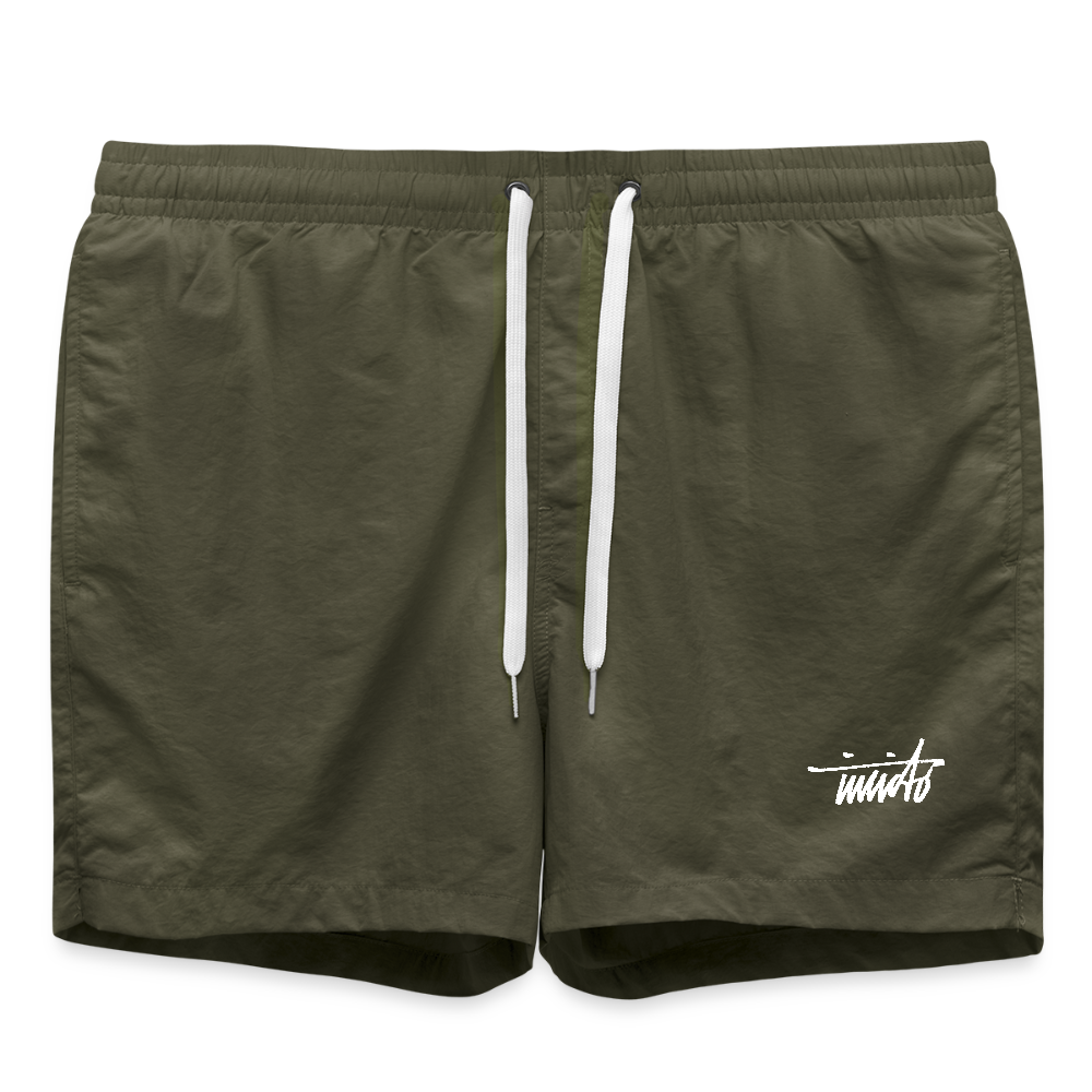 INVICTO SCRIPT WHITE BADESHORTS - Olive