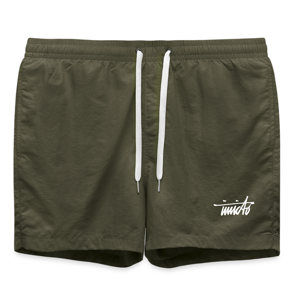 INVICTO SCRIPT WHITE BADESHORTS - Olive
