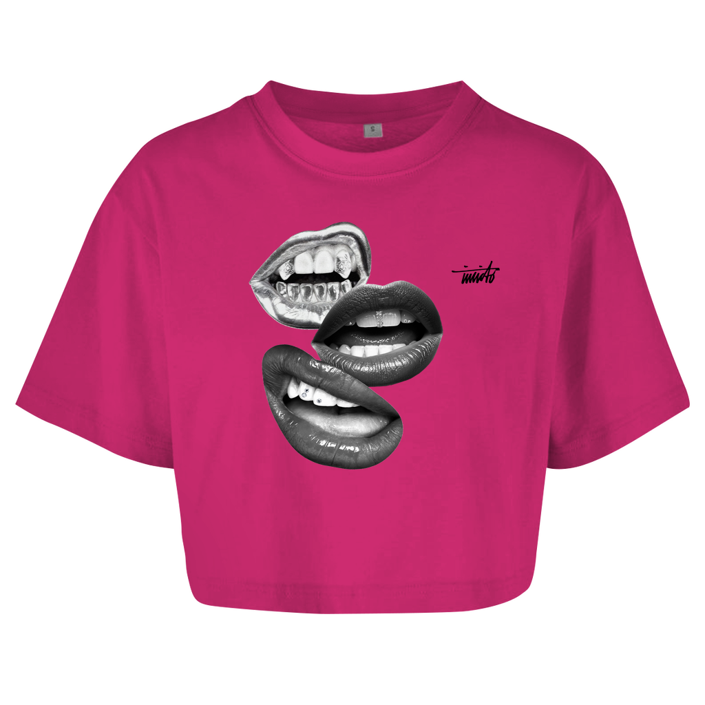 INVICTO MOUTH BLACK CROP TOP T-SHIRT