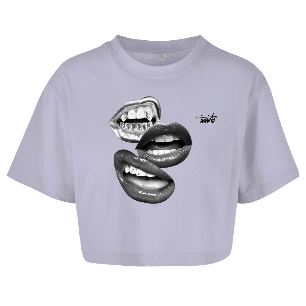 INVICTO MOUTH BLACK CROP TOP T-SHIRT