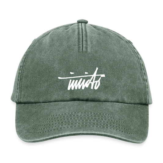 INVCITO SCRIPT WHITE RELAXED VINTAGE CAP - Vintage Flaschengrün 