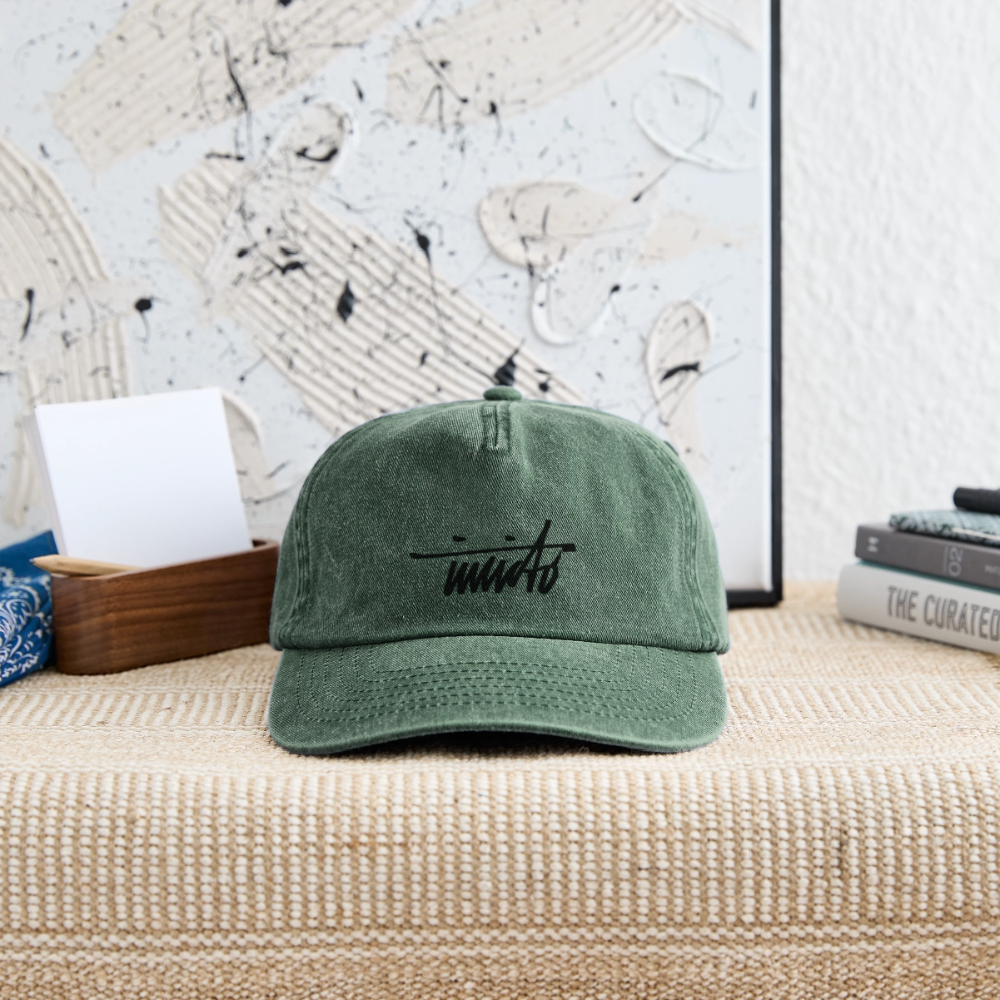 INVCITO SCRIPT BLACK RELAXED VINTAGE CAP - Vintage Flaschengrün 