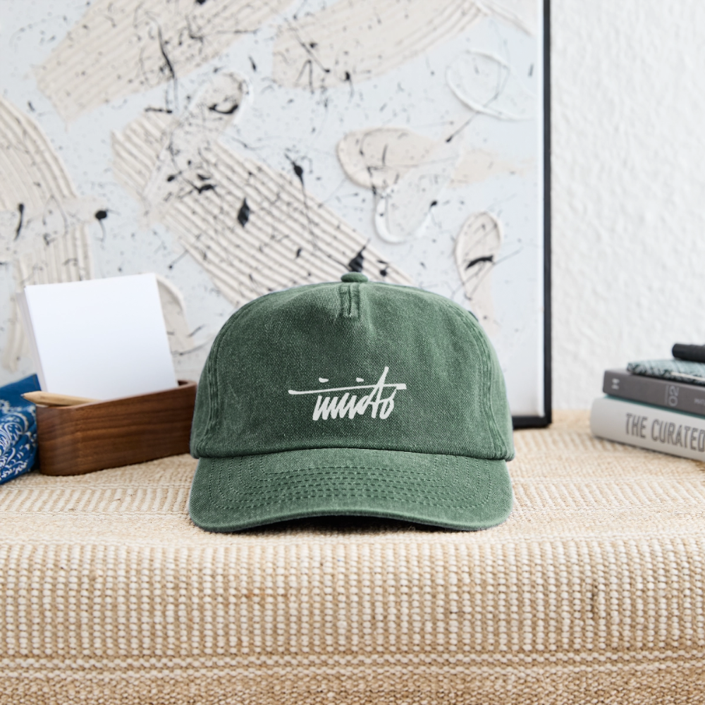 INVCITO SCRIPT WHITE RELAXED VINTAGE CAP - Vintage Flaschengrün 