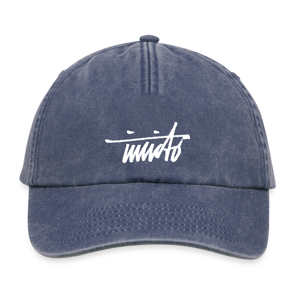INVCITO SCRIPT WHITE RELAXED VINTAGE CAP - Vintage Denim