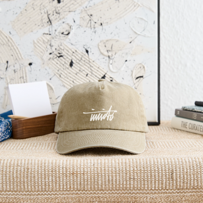 INVCITO SCRIPT WHITE RELAXED VINTAGE CAP - Vintage Beige