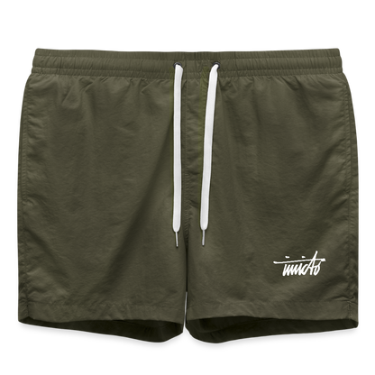 INVICTO SCRIPT WHITE BADESHORTS - Olive
