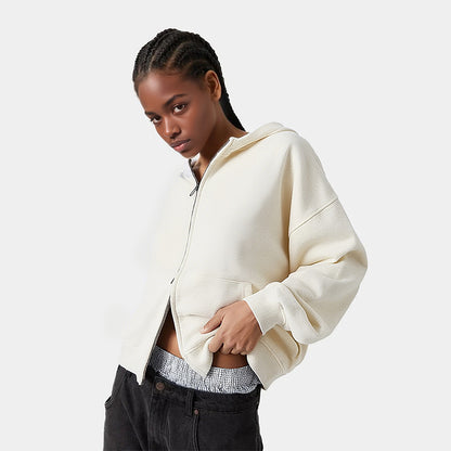 FAPOV WHITE DUAL ZIP HOODIE(460 GSM)