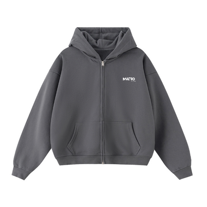 FAPOV WHITE DUAL ZIP HOODIE(460 GSM)