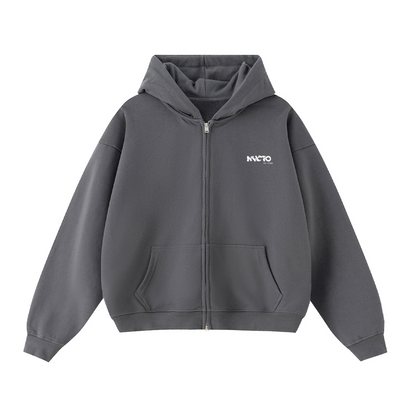 FAPOV WHITE DUAL ZIP HOODIE(460 GSM)