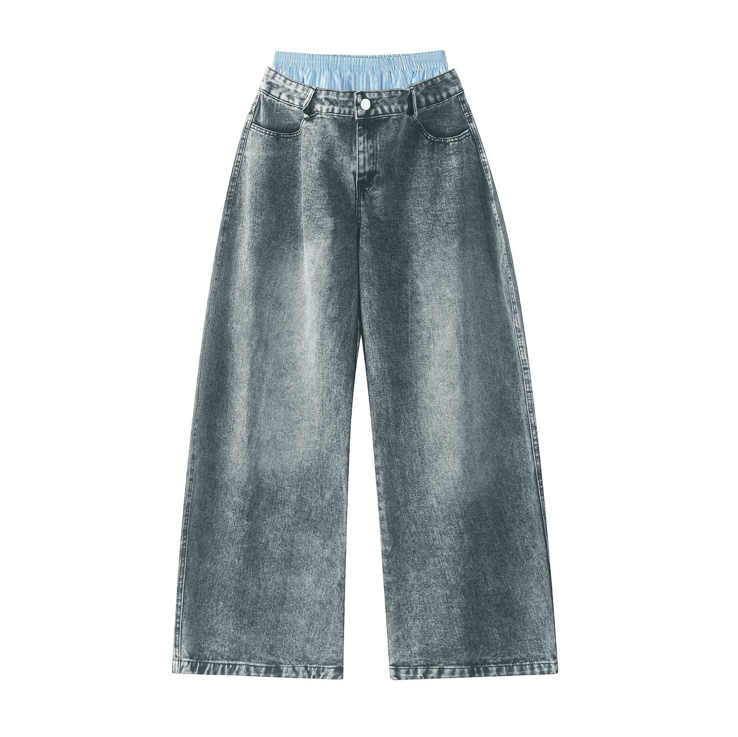 INVICTO SCRIPT BLUE DOUBLE WAIST BAGGY JEANS