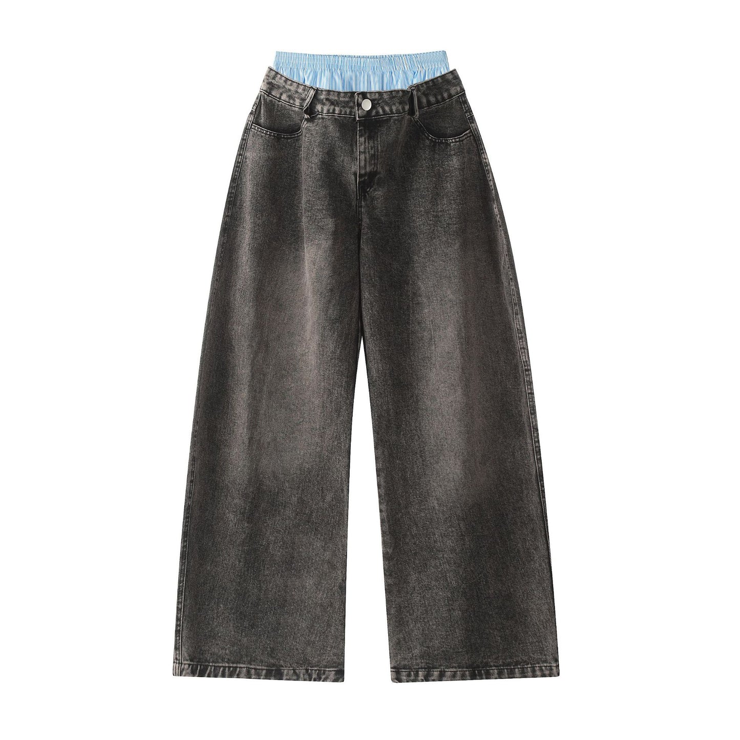 INVICTO SCRIPT BLACK DOUBLE WAIST BAGGY JEANS