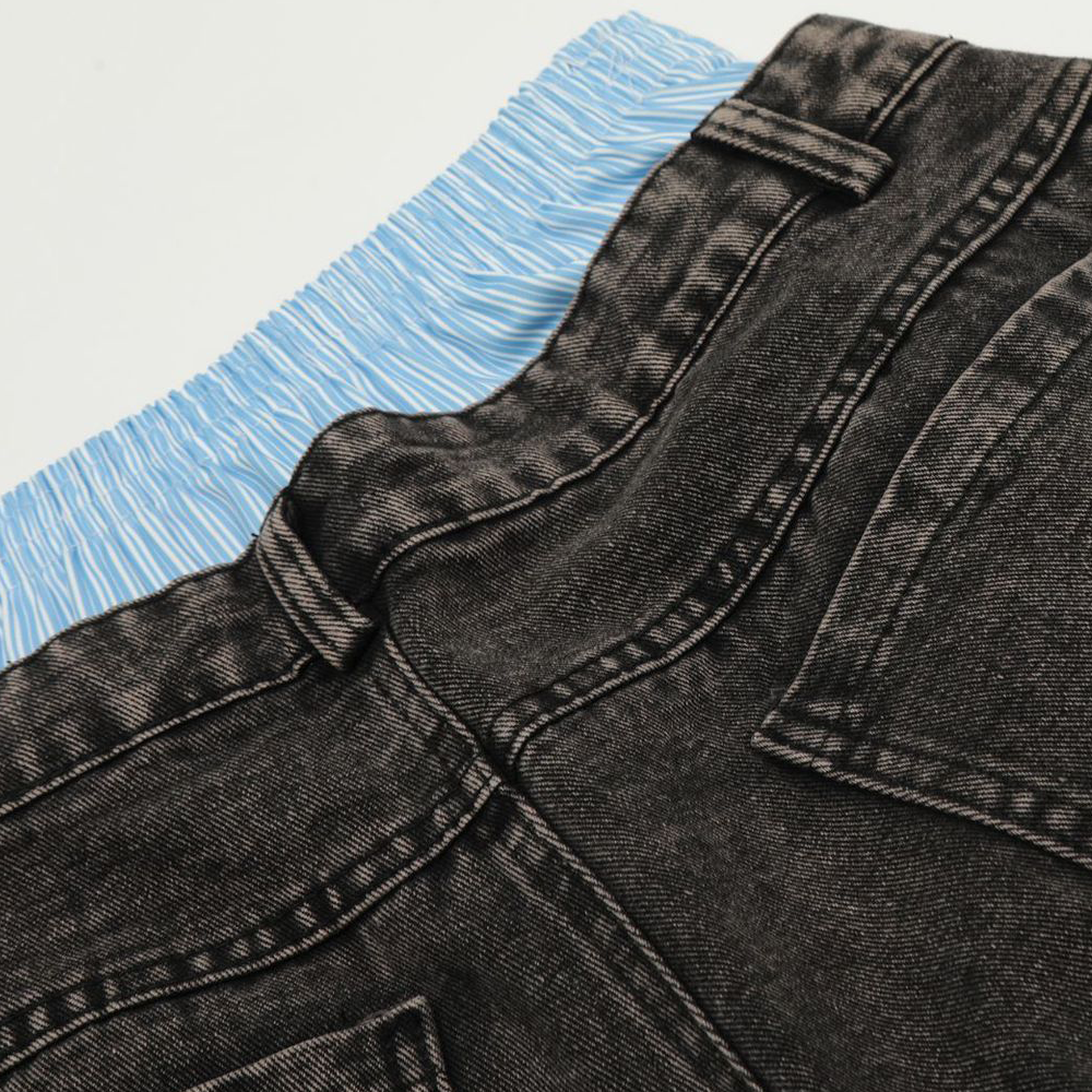 INVICTO SCRIPT BLACK DOUBLE WAIST BAGGY JEANS