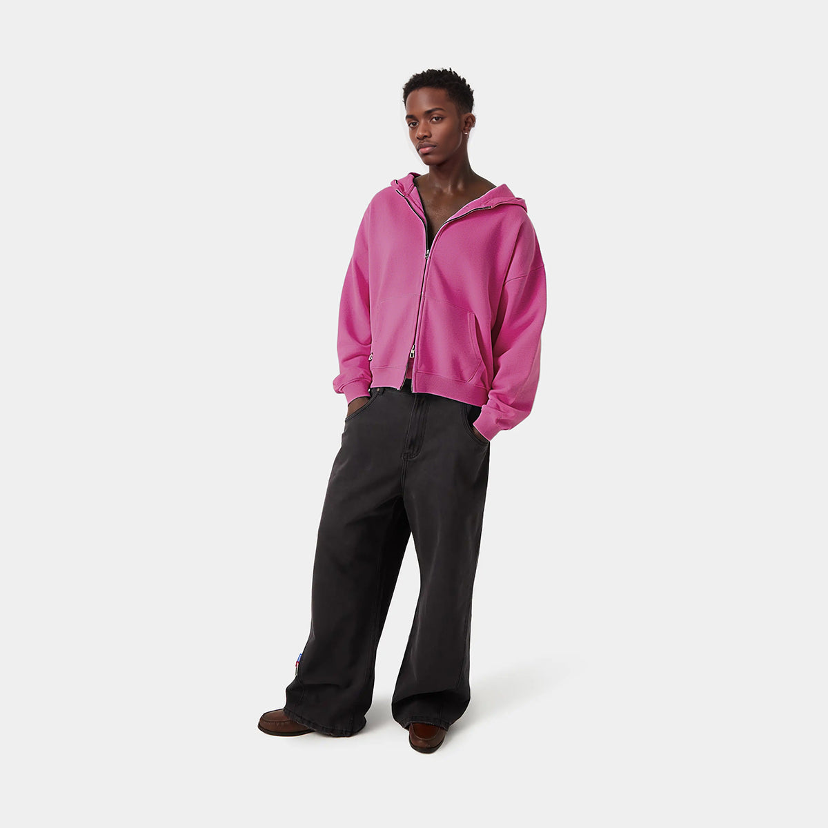 FAPOV WHITE DUAL ZIP HOODIE(460 GSM)