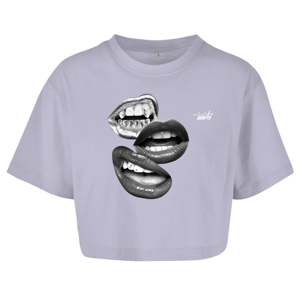 INVICTO MOUTH WHITE CROP TOP T-SHIRT