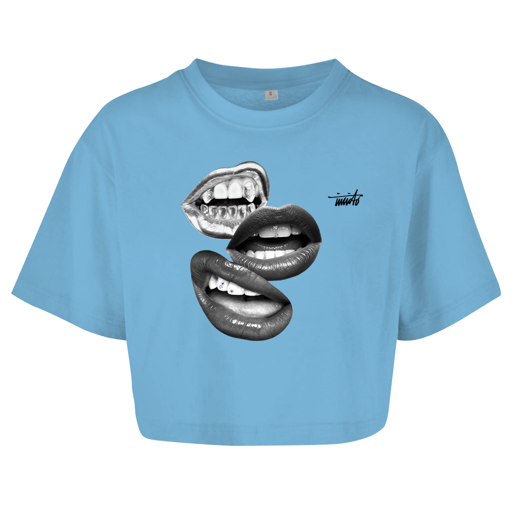 INVICTO MOUTH BLACK CROP TOP T-SHIRT