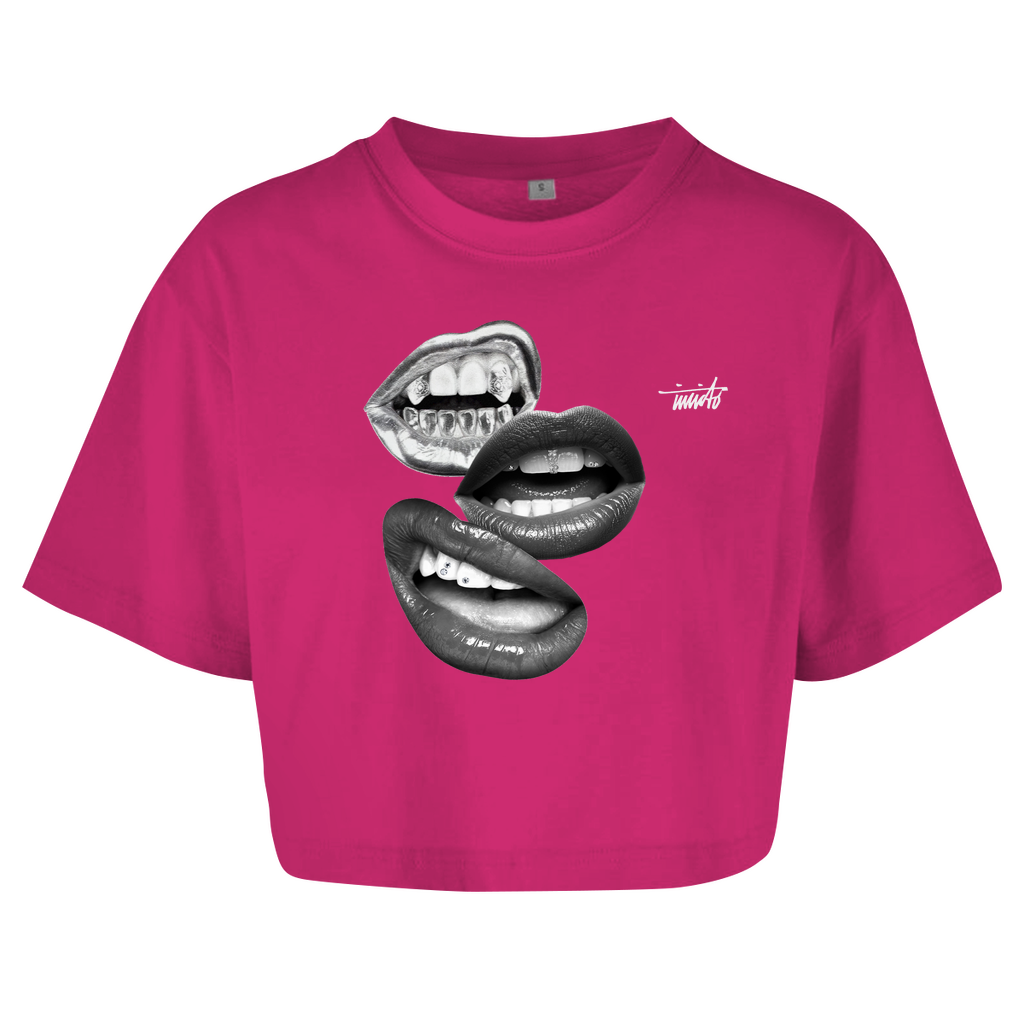 INVICTO MOUTH WHITE CROP TOP T-SHIRT
